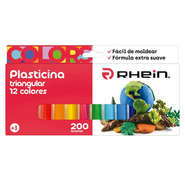 Plasticina Triangular RHEIN 12 Colores 200 Grs 1
