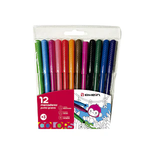 Marcadores Escolar Punta Gruesa RHEIN 12 Colores