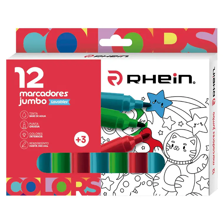 Marcadores Escolar Jumbo RHEIN 12 Colores 1