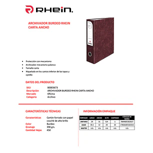 Archivador Carta Ancho Burdeo