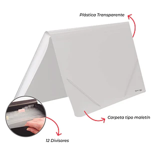 Carpeta Fuelle Con 12 Div Rayado Transp