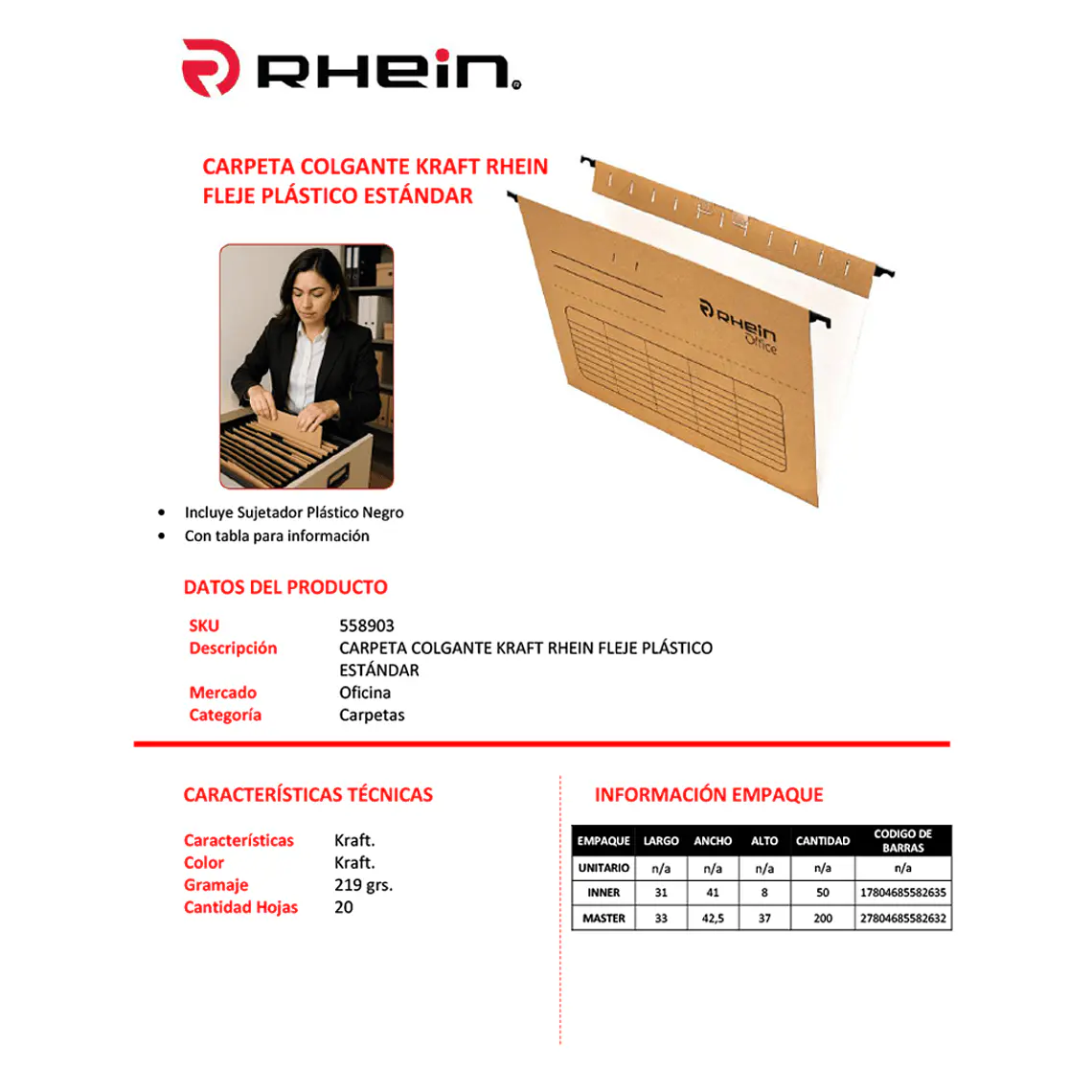 Carpeta Colgante Fleje Plast Kraft Stand 2