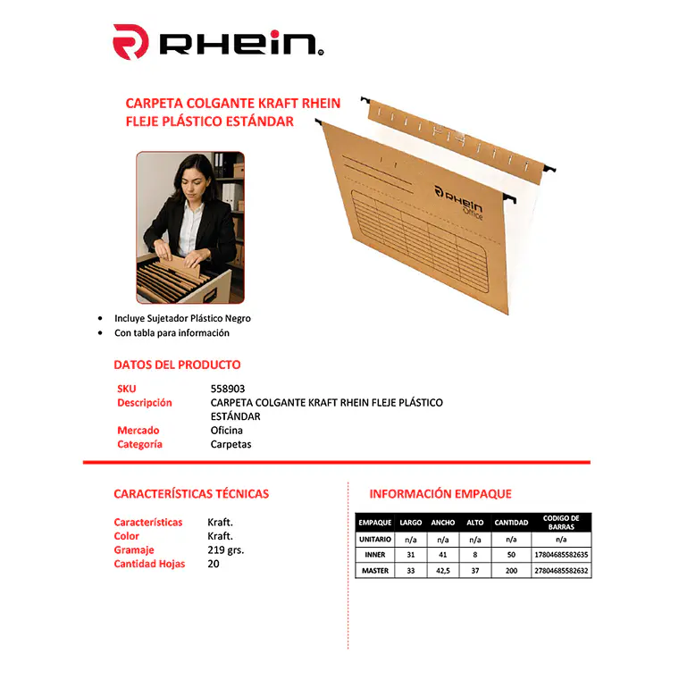 Carpeta Colgante Fleje Plast Kraft Stand 2