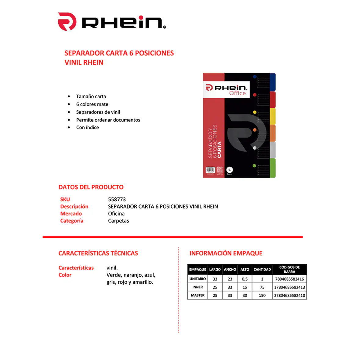 Separador Carta 6 Posiciones Vinil 3