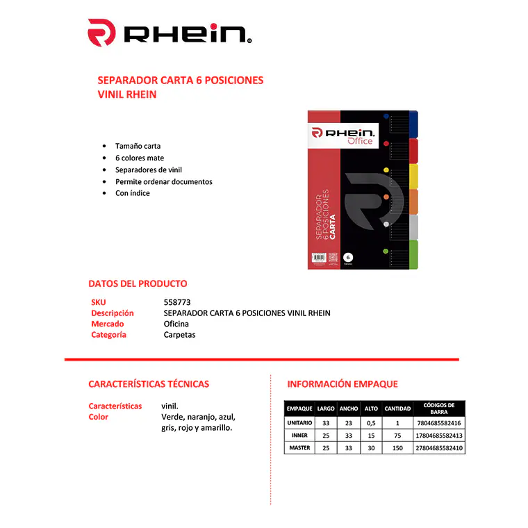 Separador Carta 6 Posiciones Vinil 3