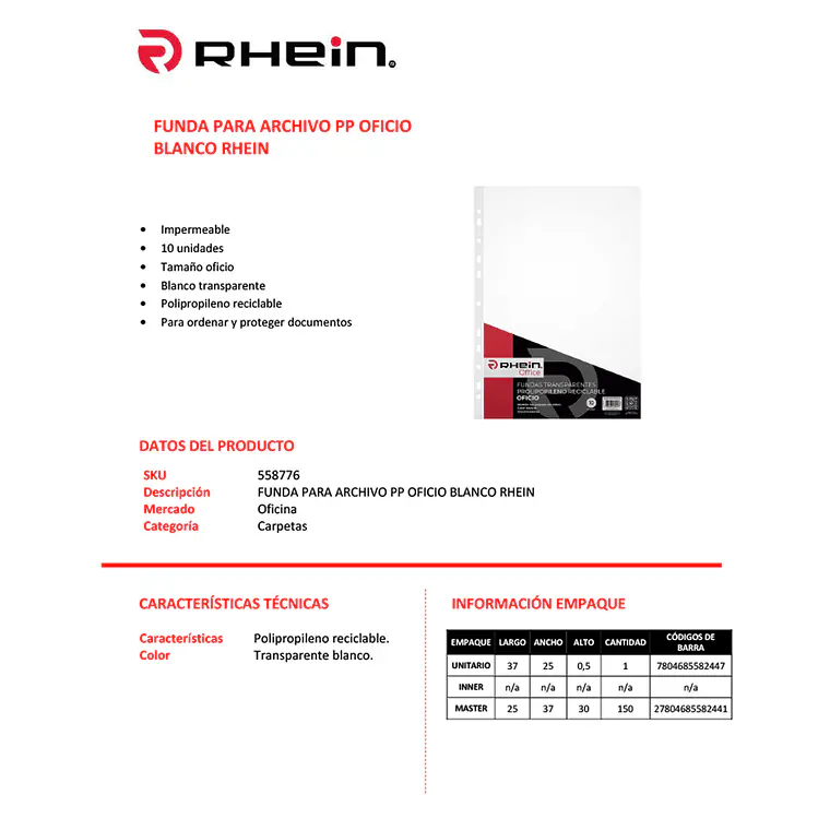 Funda P/Archivo PP OF Blanco X 10 Unid 2