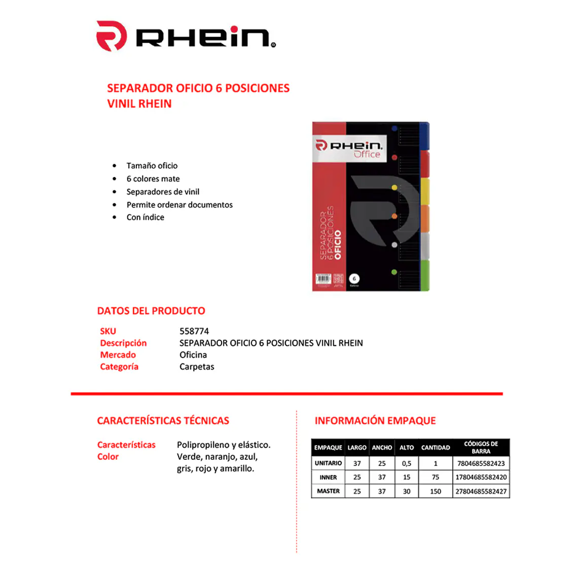 Separador Oficio 6 Posiciones Vinil 3