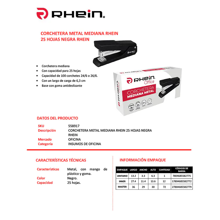 Corchetera Metal Media 25 HJS Negra 3