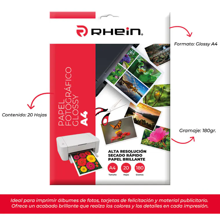 Papel Fotografico Glossy A4 180 GRS 20 HJ 2