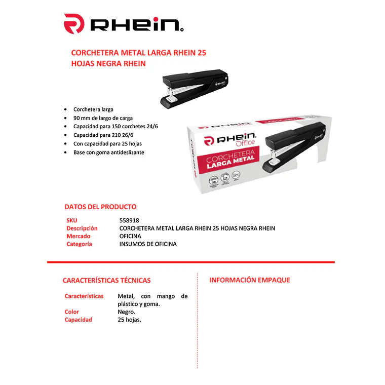 Corchetera Larga Metal 25 HJS Negra 3