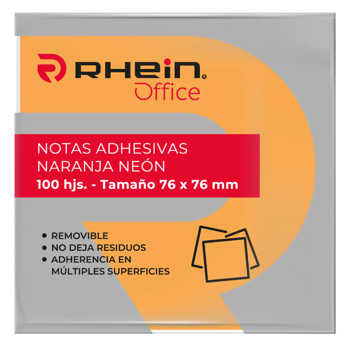 Nota Adhesiva 654 7.6 X 7.6 CM Naranjo Neon 100 Hojas 1
