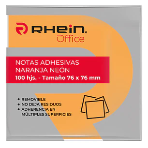 Nota Adhesiva 654 7.6 X 7.6 CM Naranjo Neon 100 Hojas