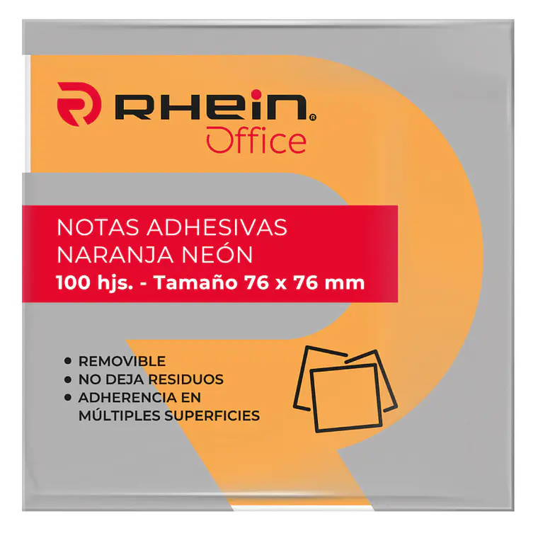 Nota Adhesiva 654 7.6 X 7.6 CM Naranjo Neon 100 Hojas 1
