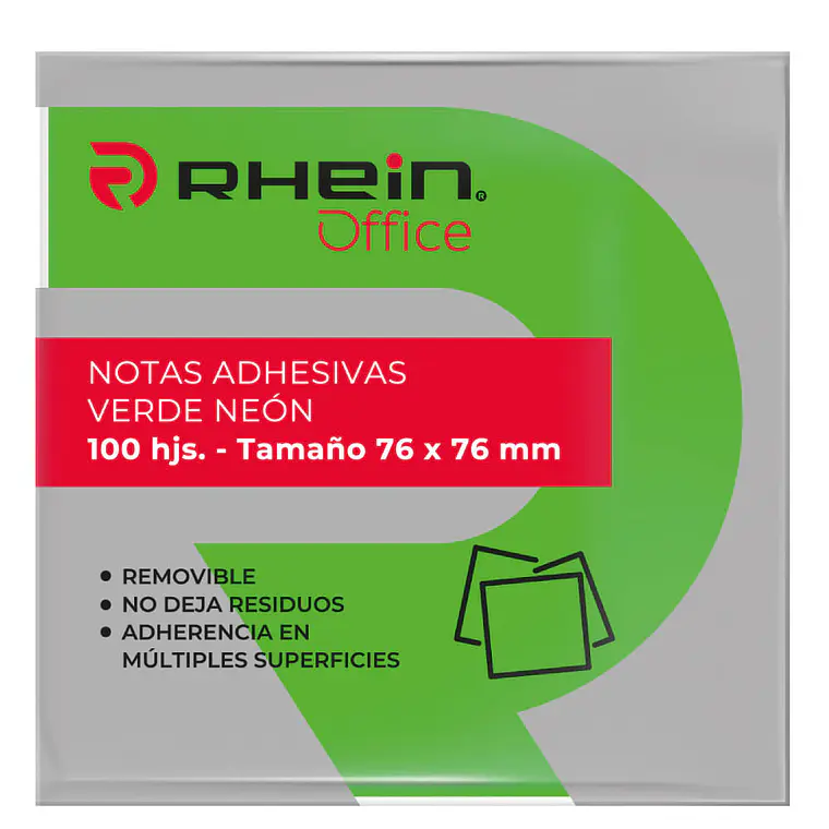 Nota Adhesiva 7.6 X 7.6 CM Verde Neon 100 Hojas Notes 1