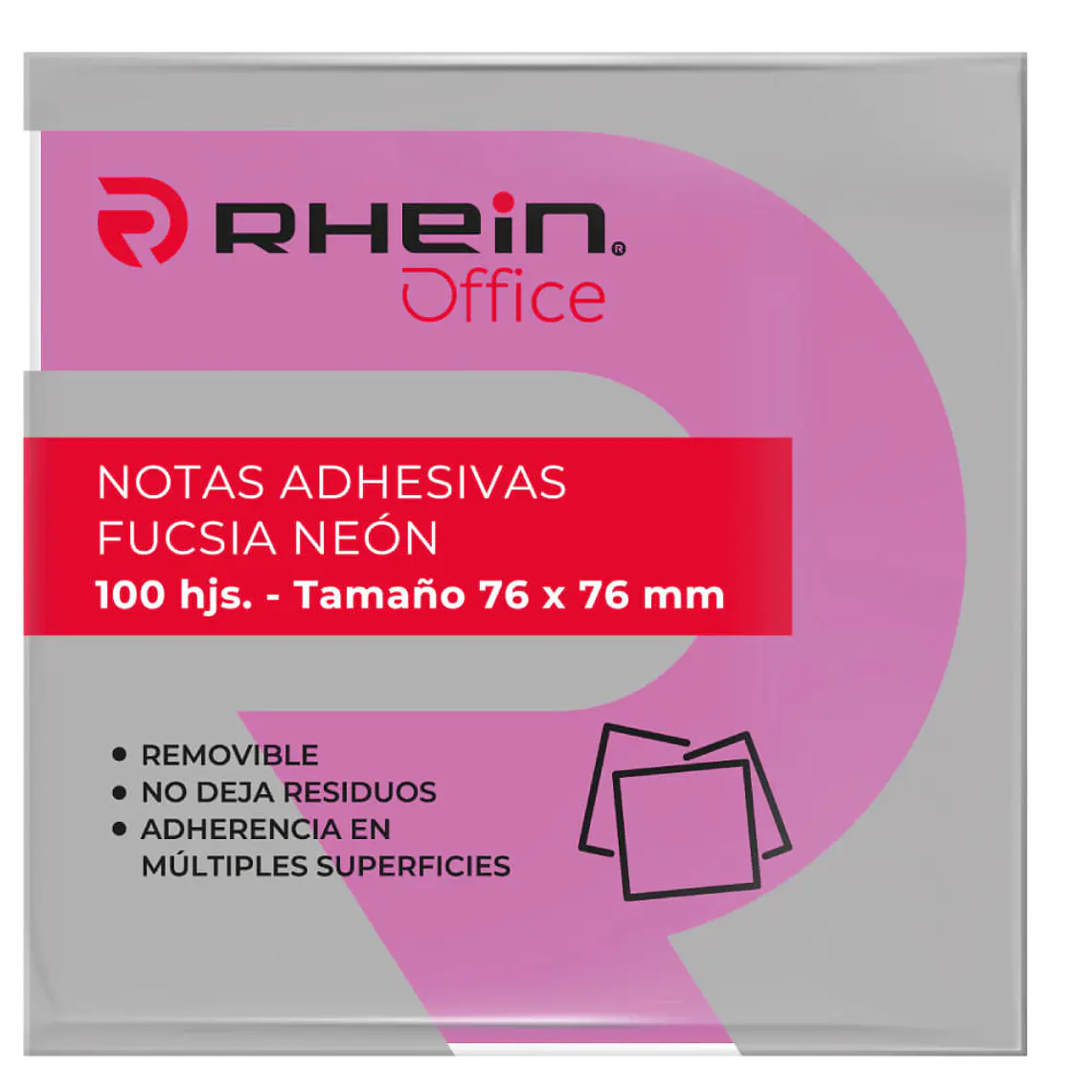 Nota Adhesiva 654 7.6 X 7.6 CM Fucsia Neon 100 Hojas 1