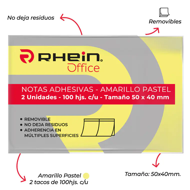 Nota Adhesiva 653 5 X 4 CM Amarillo 100 Hojas 2 UN 2