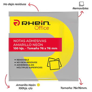 Nota Adhesiva 654 7.6 X 7.6 CM Amarillo Neon 100 Hojas