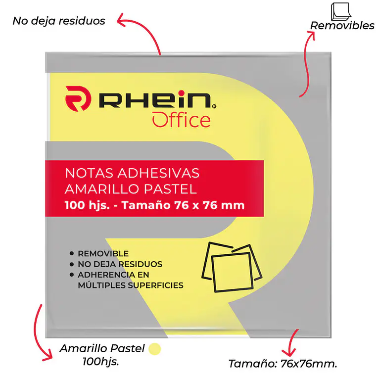 Nota Adhesiva 654 Amarillo 100 Hojas 2