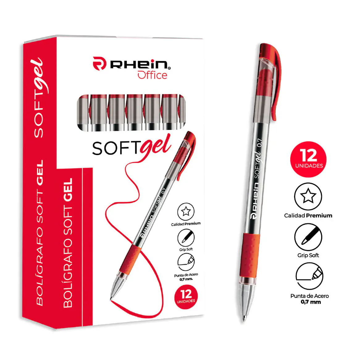 Lápiz Soft Gel Rojo 0,7 MM RHEIN 1