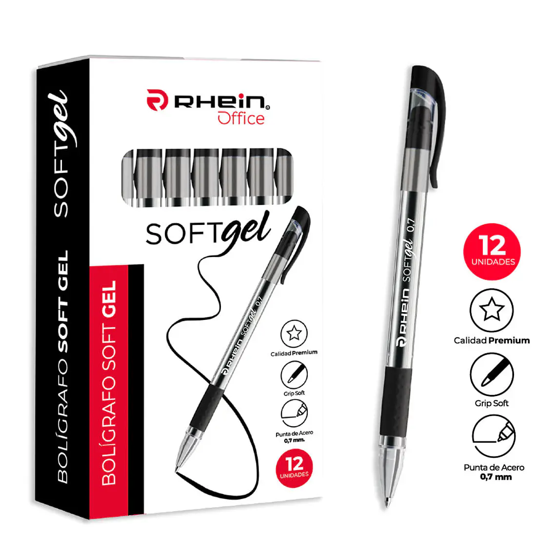 Lápiz Soft Gel Negro 0,7 MM RHEIN 1