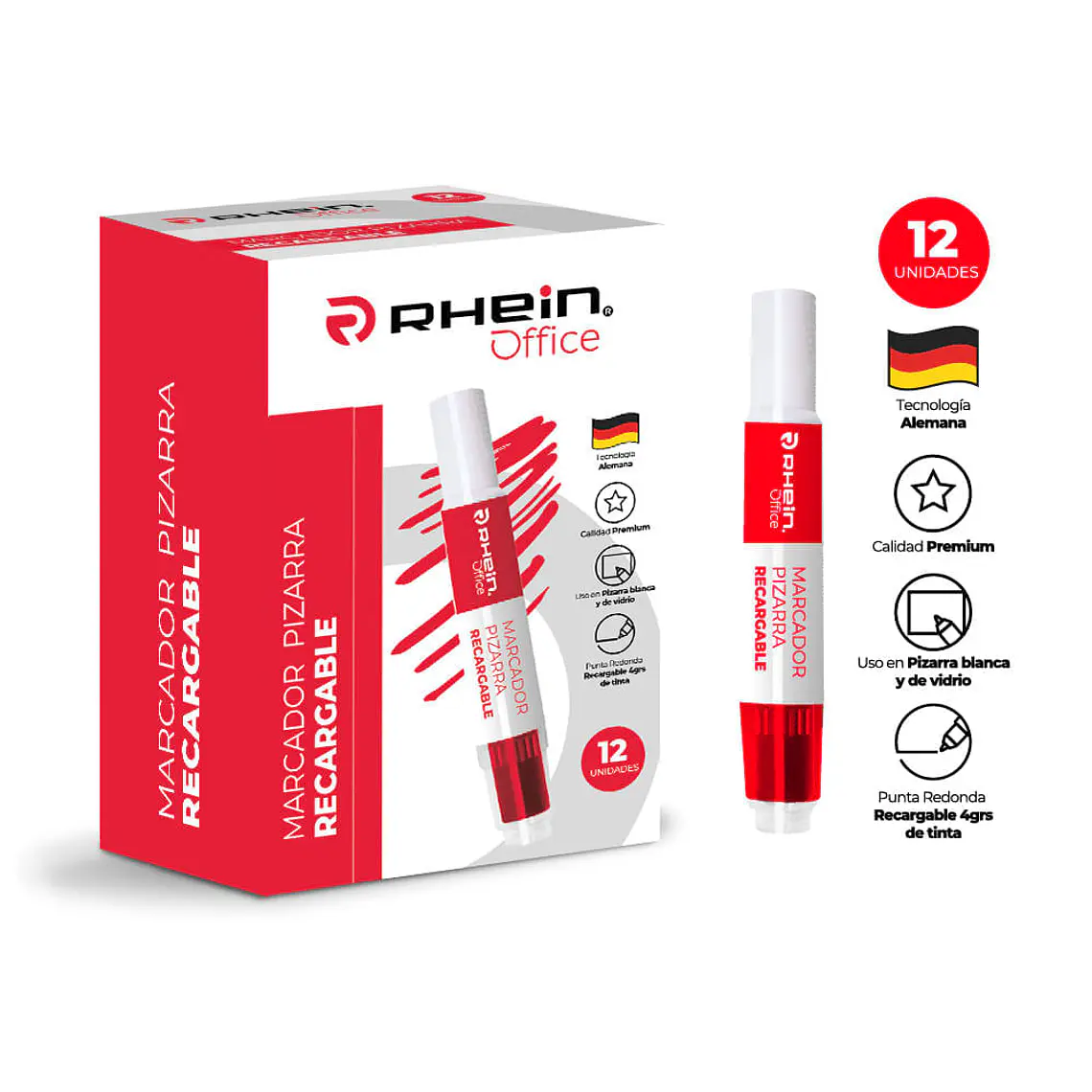 Marcador Pizarra 7 G Recargable Rojo 2