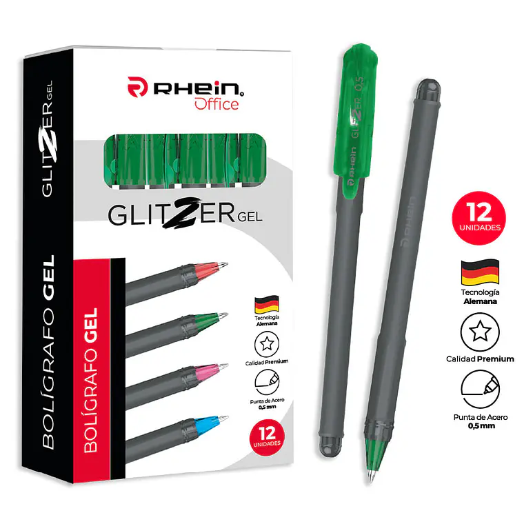 Lápiz Glitzer Gel Verde 0,5 MM RHEIN 1