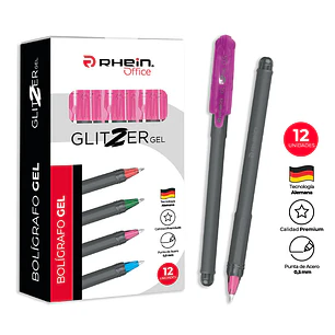Lápiz Glitzer Gel Rosado 0,5 MM RHEIN