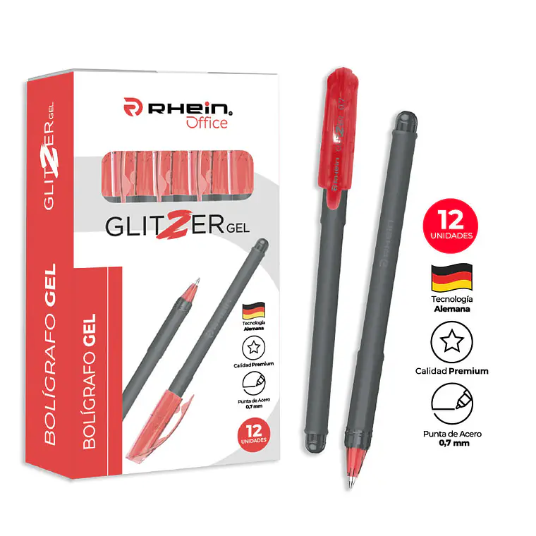 Lápiz Glitzer Gel Rojo 0,7 MM RHEIN 1