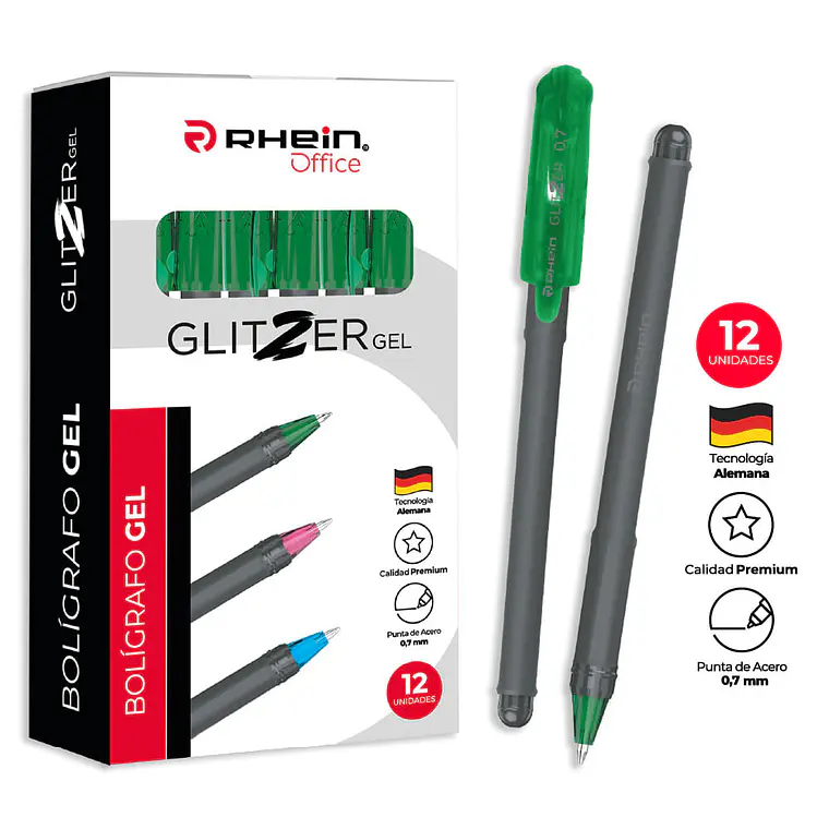 Lápiz Glitzer Gel Verde 0,7 MM RHEIN 1