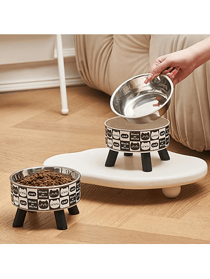 Plato Elevado Acero Inoxidable Blanco y Negro 18cm