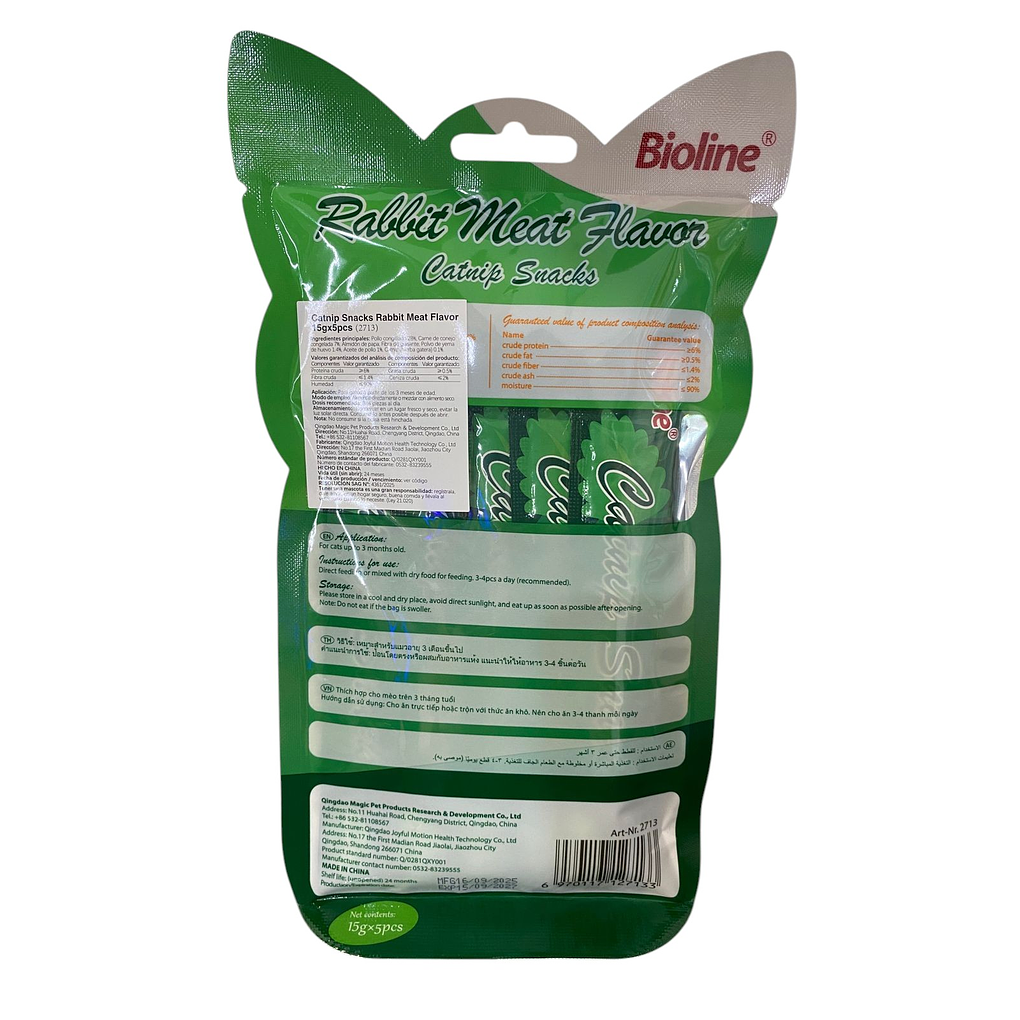 Bioline Cremoso con Catnip Sabor Conejo 5 Unidades 2