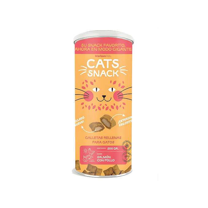 Cats Snack Galleta Rellena Salmón y Pollo- Tarro 200 gr 1