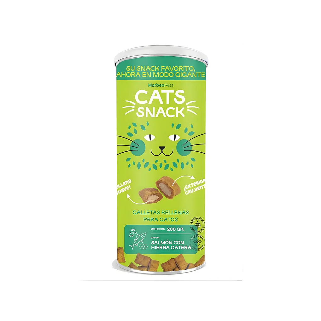 Cats Snack Galleta Rellena Salmón y Hierba Gatera- Tarro 200 gr 1