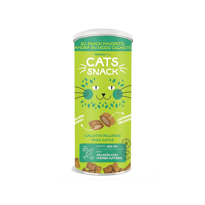 Cats Snack Galleta Rellena Salmón y Hierba Gatera- Tarro 200 gr 1