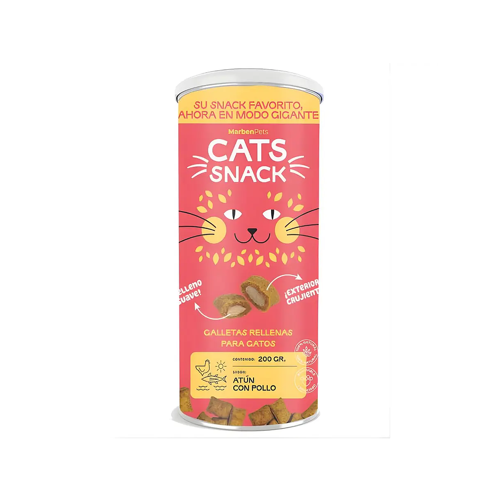 Cats Snack Galleta Rellena Atún y Pollo- Tarro 200 gr 1