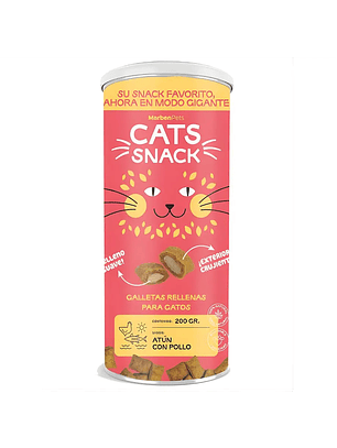Cats Snack Galleta Rellena Atún y Pollo- Tarro 200 gr