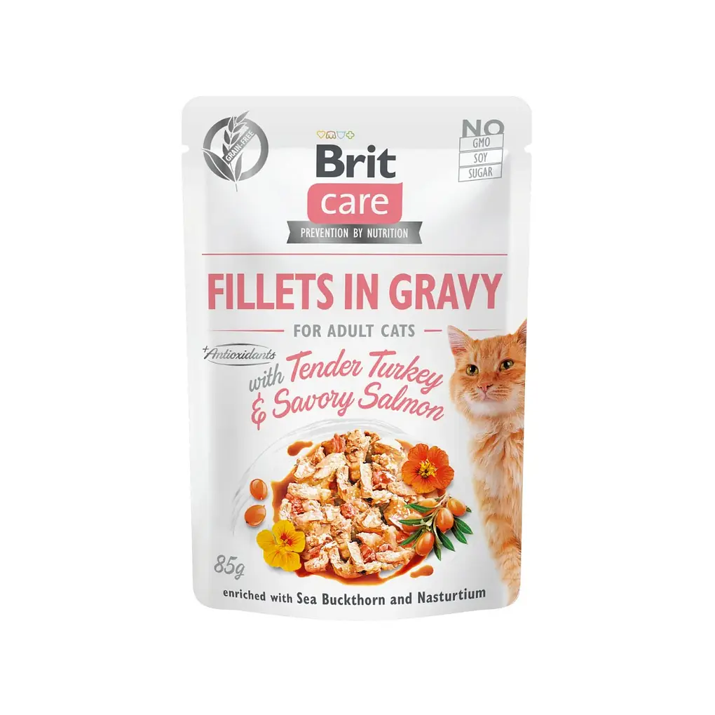 Brit Care Fillets in Gravy Turkey With Savory Salmon 85gr 1