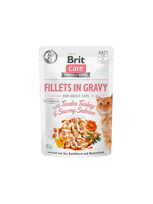 Brit Care Fillets in Gravy Turkey With Savory Salmon 85gr