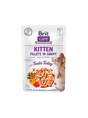 Brit Care Kitten Fillets in Gravy With Tender Turkey 85gr
