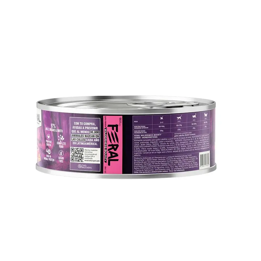 Feral Lata Gato Adulto- Cerdo Monoproteico 200gr  2