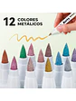 ARRTX MARCADORES METÁLICOS DE PINTURA ACRÍLICA 12 COLORES PUNTA PINCEL - Miniatura 3
