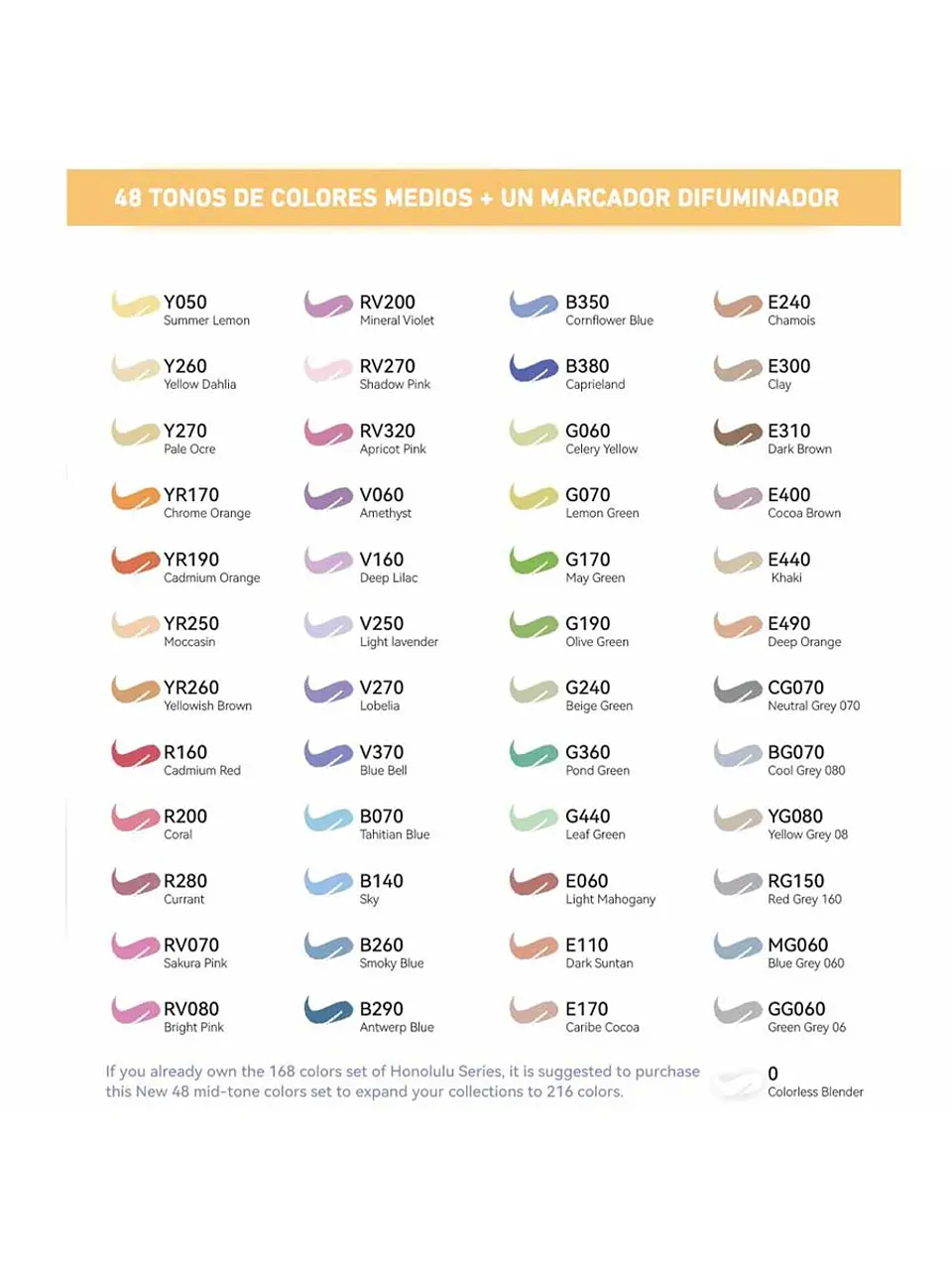 OHUHU 48 MARCADORES DE ALCOHOL TONOS MEDIOS + 1 BLENDER PINCEL Y BISELADA 6
