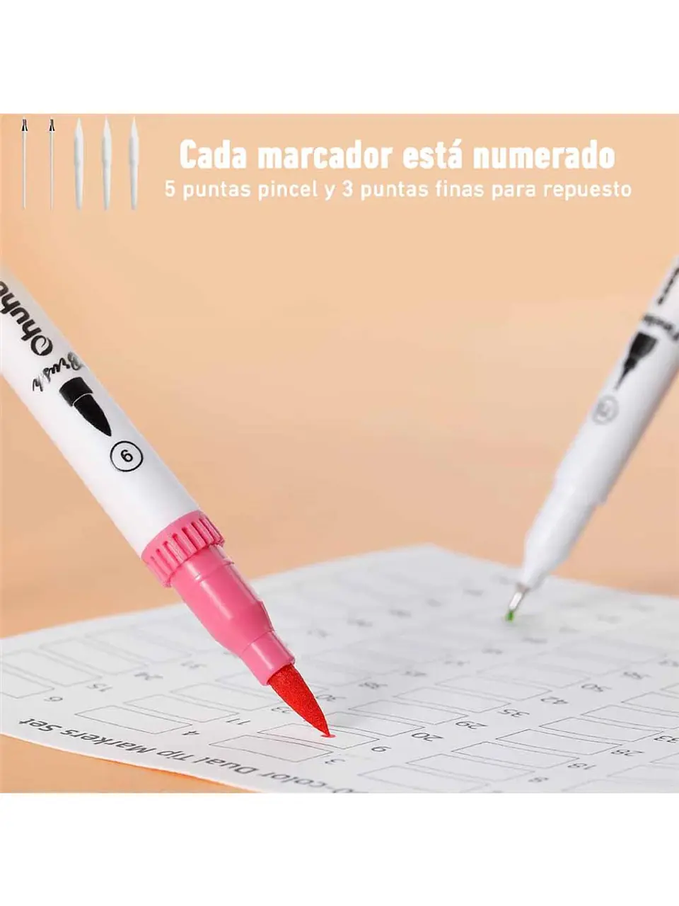 OHUHU MAUI 60 MARCADORES A BASE DE AGUA PINCEL & FINELINER 4