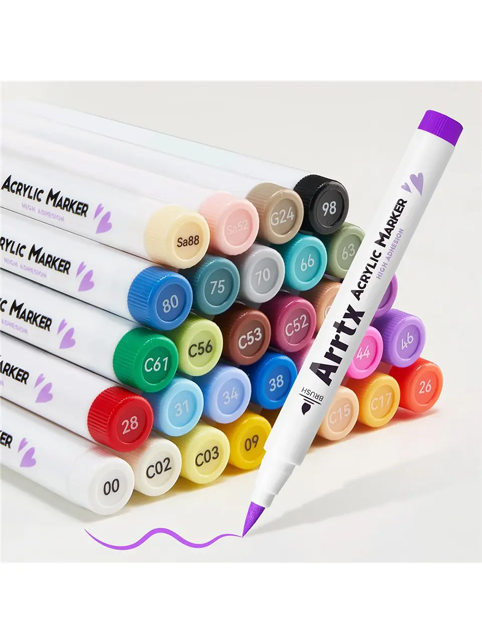 ARRTX MARCADORES ACRÍLICOS DE 30 COLORES (PUNTA PINCEL) 4