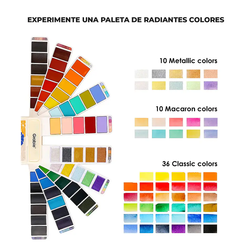 SET DE ACUARELA PLEGABLE DE 56 COLORES CON PINCEL 3