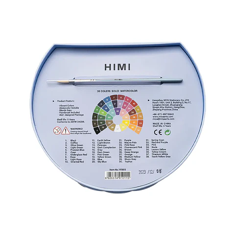 HIMI SET PINTURA SÓLIDA 38 COLORES (ESTUCHE AZUL)