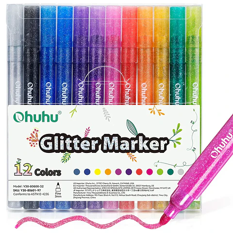 Kit Gatos Artistas + OHUHU Marcadores Glitter Metálicos