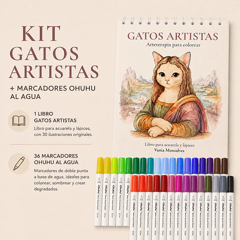 Kit Gatos Artistas + OHUHU 36 Marcadores