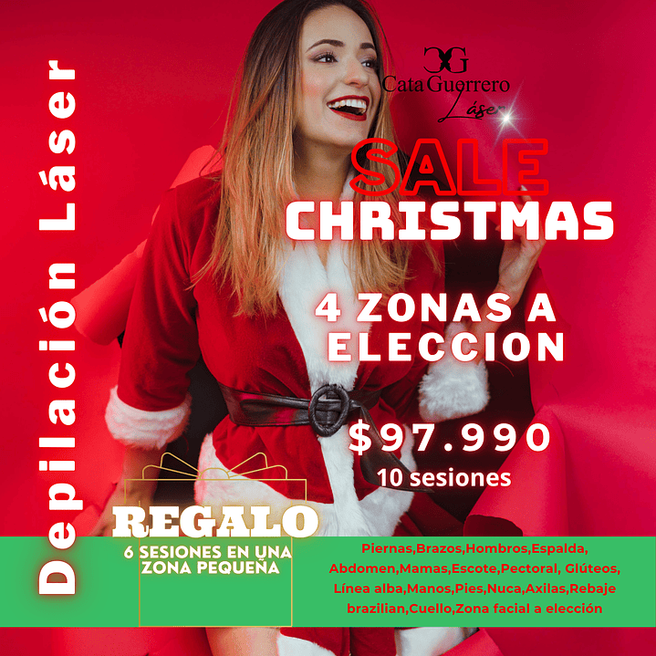 10 SESIONES EN 4 ZONAS A TU ELECCION + 6 SESIONES DE REGALO EN UNA ZONA PEQUEÑA 1