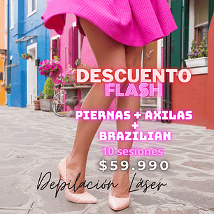 DESCUENTO FLASH! 10 sesiones piernas + axilas + rebaje full brazilian 
